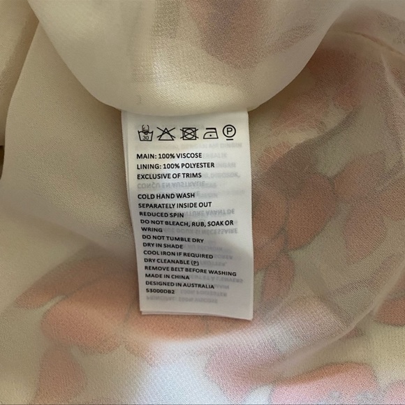 Bardot Fiesta Floral Faux Wrap Midi Dress Size 12 Red Asymmetrical Ruffles NEW - Picture 12 of 12